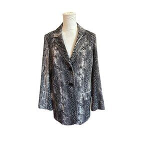Chicos Snake Print Blazer Jacket With Button Closure Lined Size 1Office Career